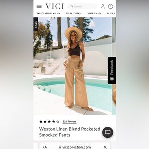 VICI Weston Linen Blend Pocketed Smocked Pants